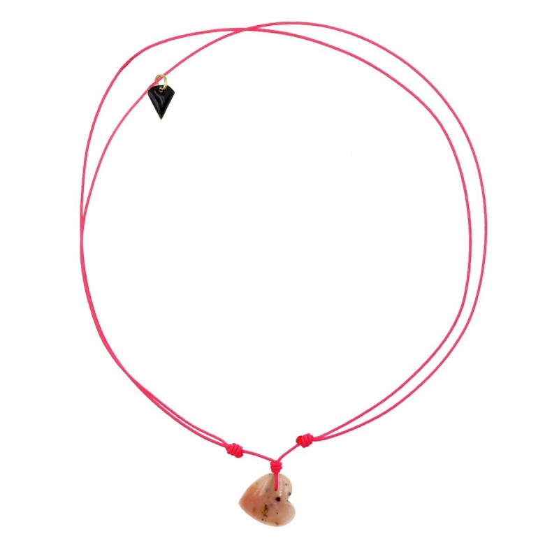 Collier coeur opale rose fluo - Mon precieux