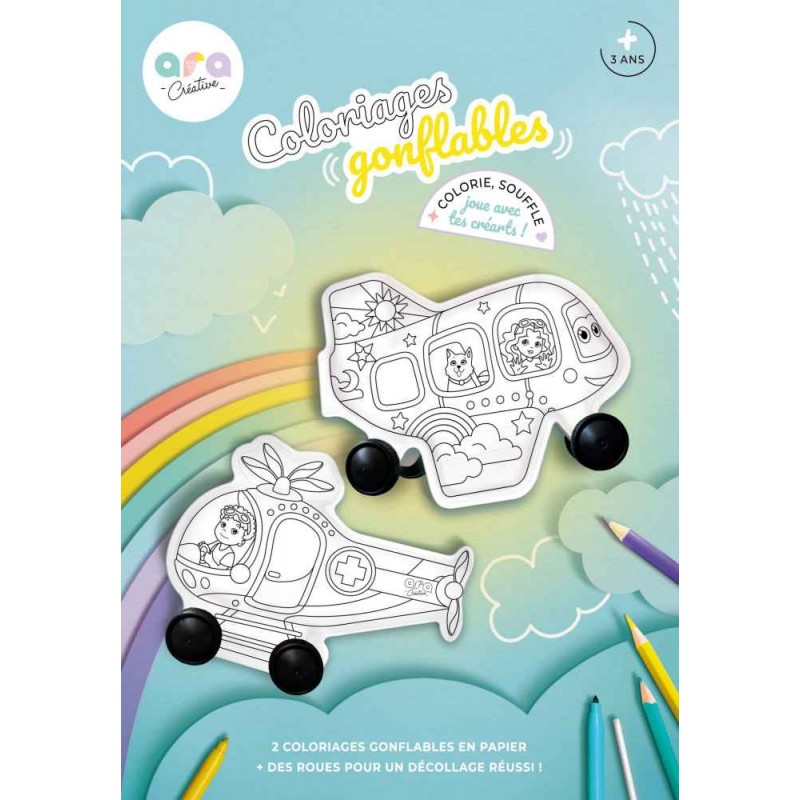 Coloriage avion helico roues - Ara creative