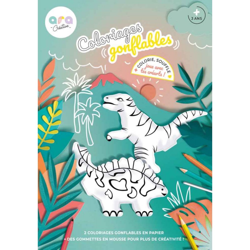 Coloriage dinosaures gommettes - Ara creative