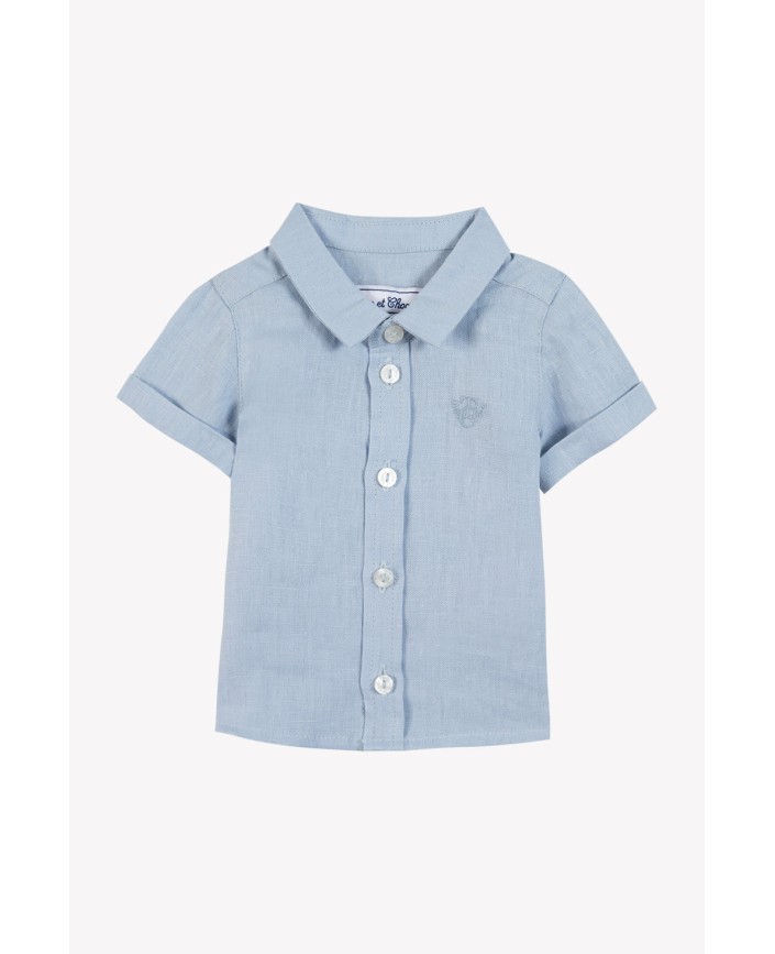 Chemise1 lin bleu grise bebe - Tartine et chocolat