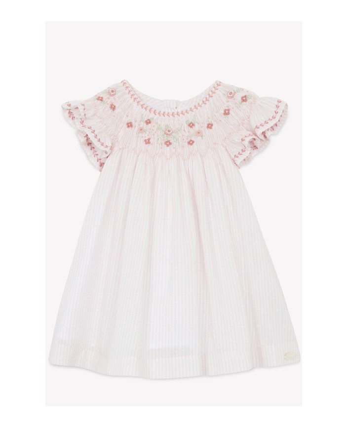 Robe bebe rose rayée broderie - Tartine et chocolat